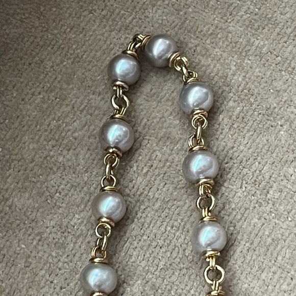 Michael Dawkins Gray Pearl Sterling 925 Long Necklace 36” Toggle Gold Clad - Picture 11 of 11